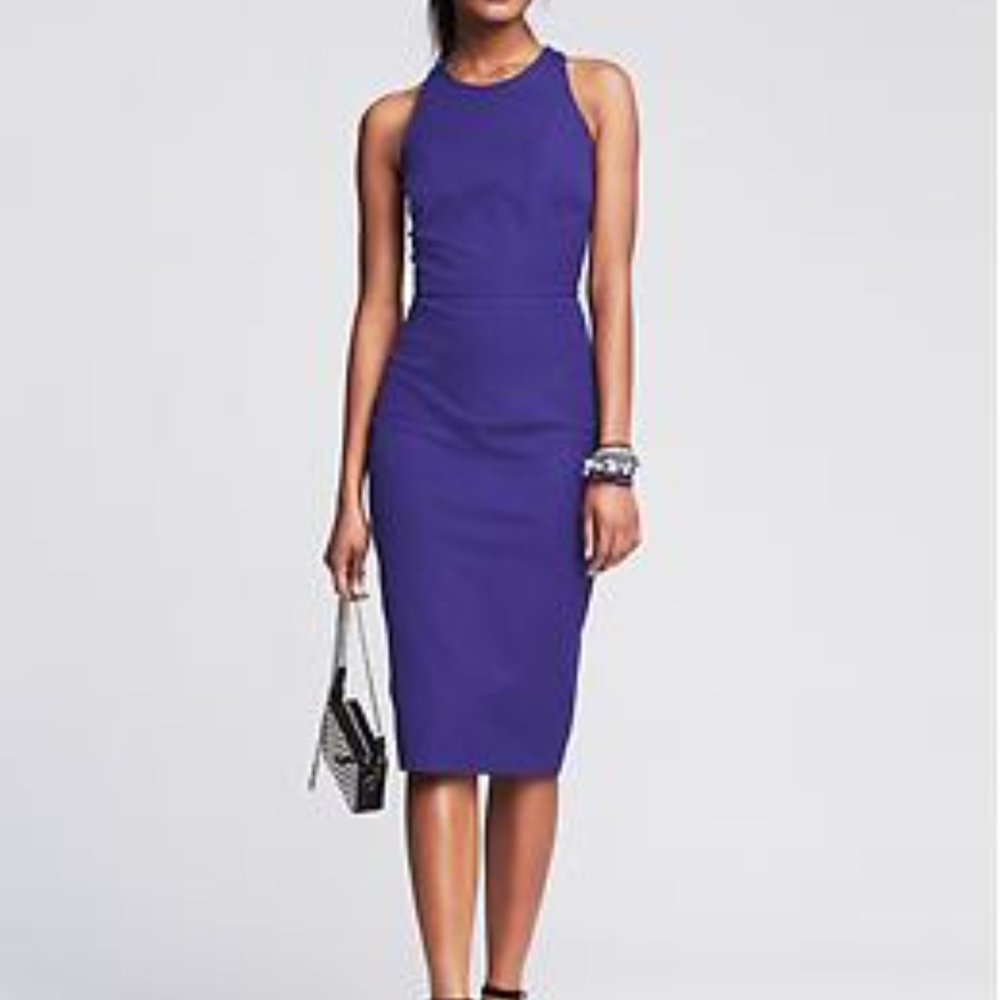 Banana Republic Purple Sheath Midi Dress Cocktail - Sloan Fit Racerback